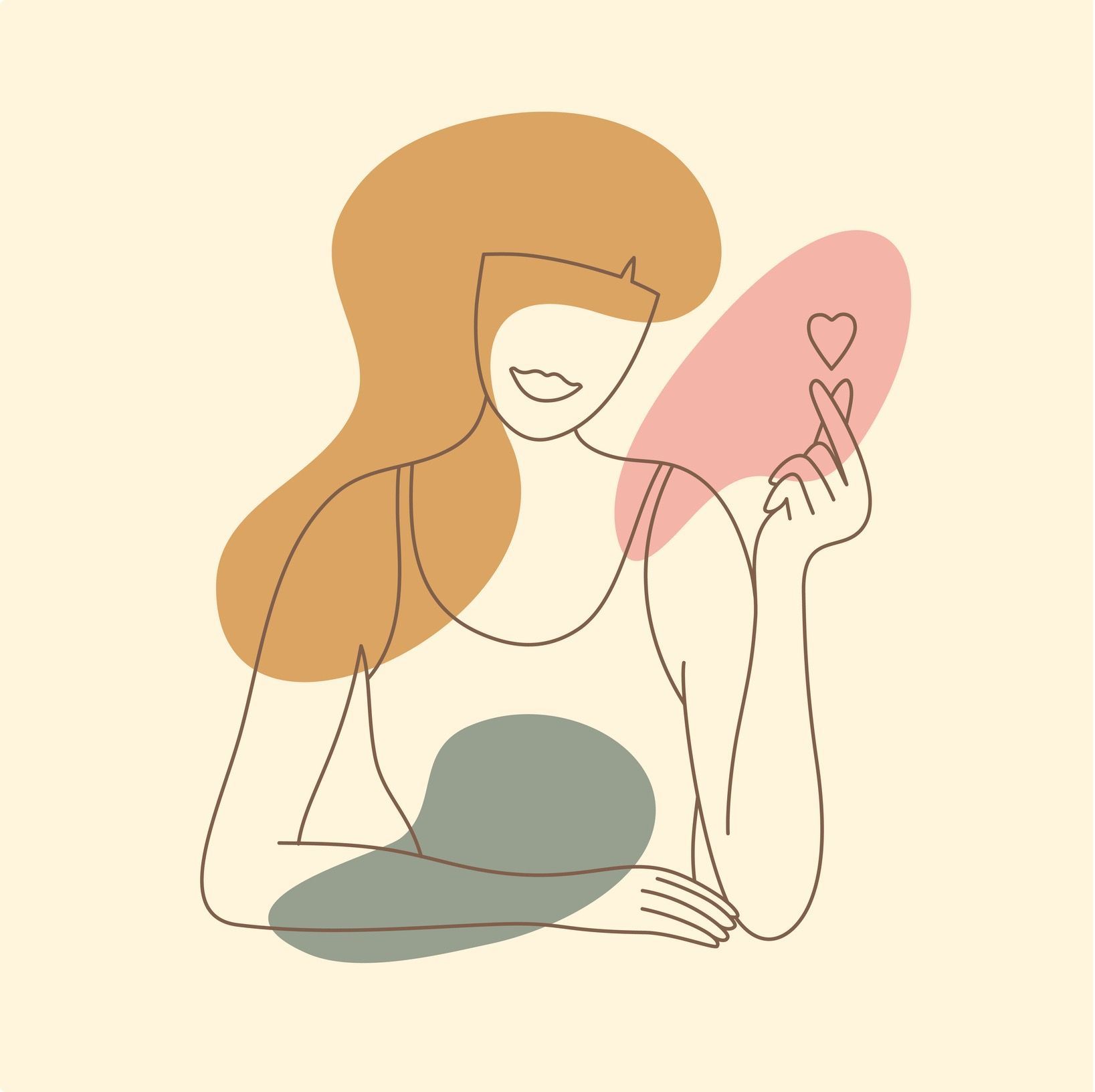 Illustration einer Frau mit einem Herz in der Hand