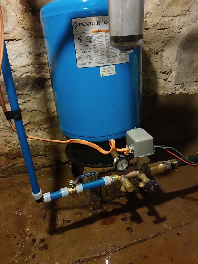 New bladder tank and set up along with control valve and pipe