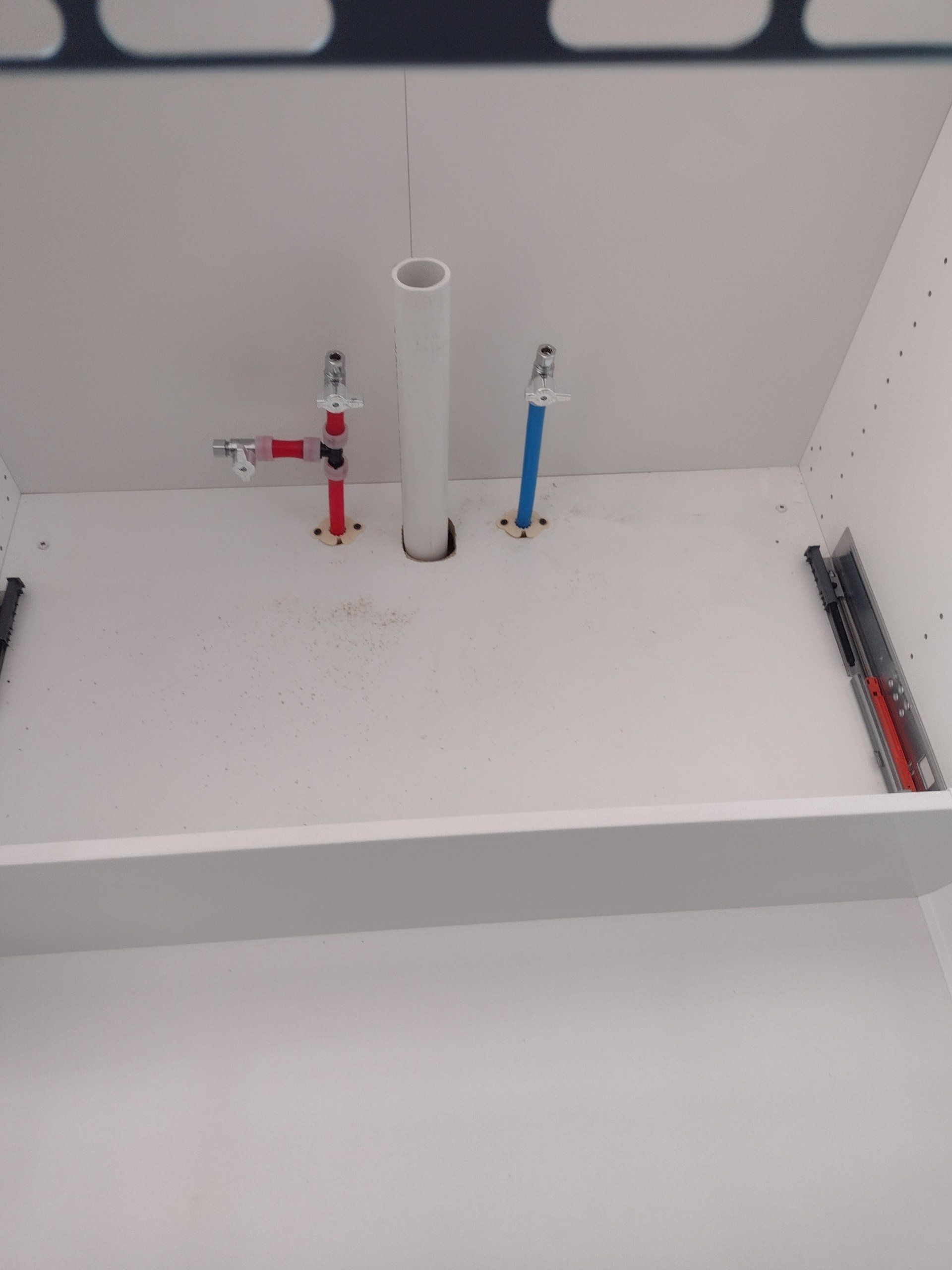 Plumbing from sink in island