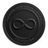 Medall&oacute;n circular negro con un s&iacute;mbolo de infinito y el texto &ldquo;PREMIUM &bull; CONSCIENCE &bull; LONGEVITY&rdquo; y &ldquo;PRIMECORE&rdquo;.