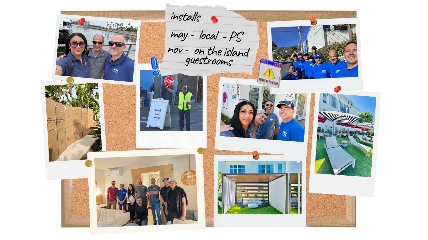 Poster board of install day photos