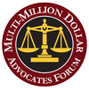 Multi-Million Dollar Advocates Forum logo: scales of justice inside a red and black circular emblem.