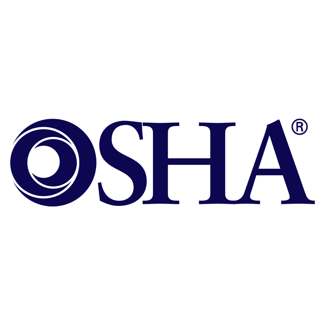 The osha logo is blue and white on a white background.