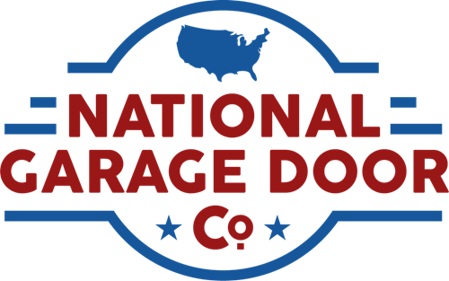 National Garage Door Co. logo in red and blue with U.S. map silhouette