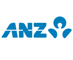 Blue ANZ bold logo with ANZ symbol