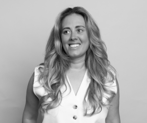 Black and white studio photo of DAF team member Georgie.