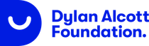 Dylan Alcott Foundation logo which is solid dark blue with a smile cut out in the letter D.