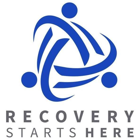 Blue interconnected figures forming a triangle;