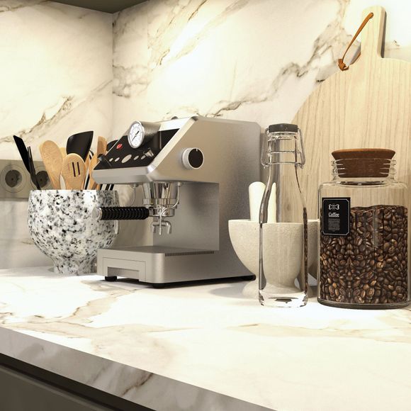Afbeelding keuken aanrecht met koffiemachine