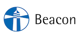 A beacon logo with a lighthouse in the middle of a blue circle.