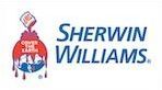 A logo for sherwin williams paint with a bucket of paint coming out of it.