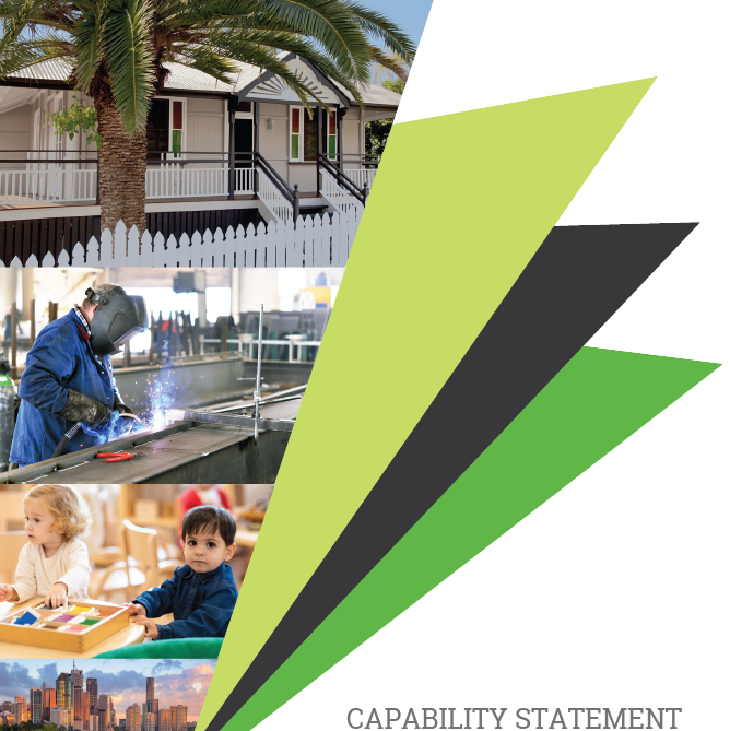 A capability statement with a picture of a man welding