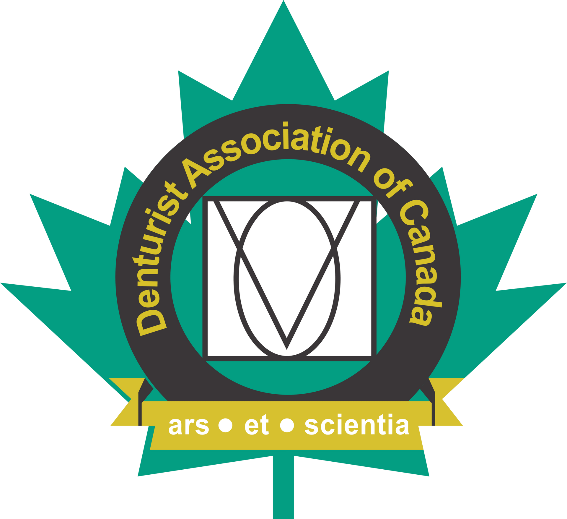 A logo for the denturist association of canada