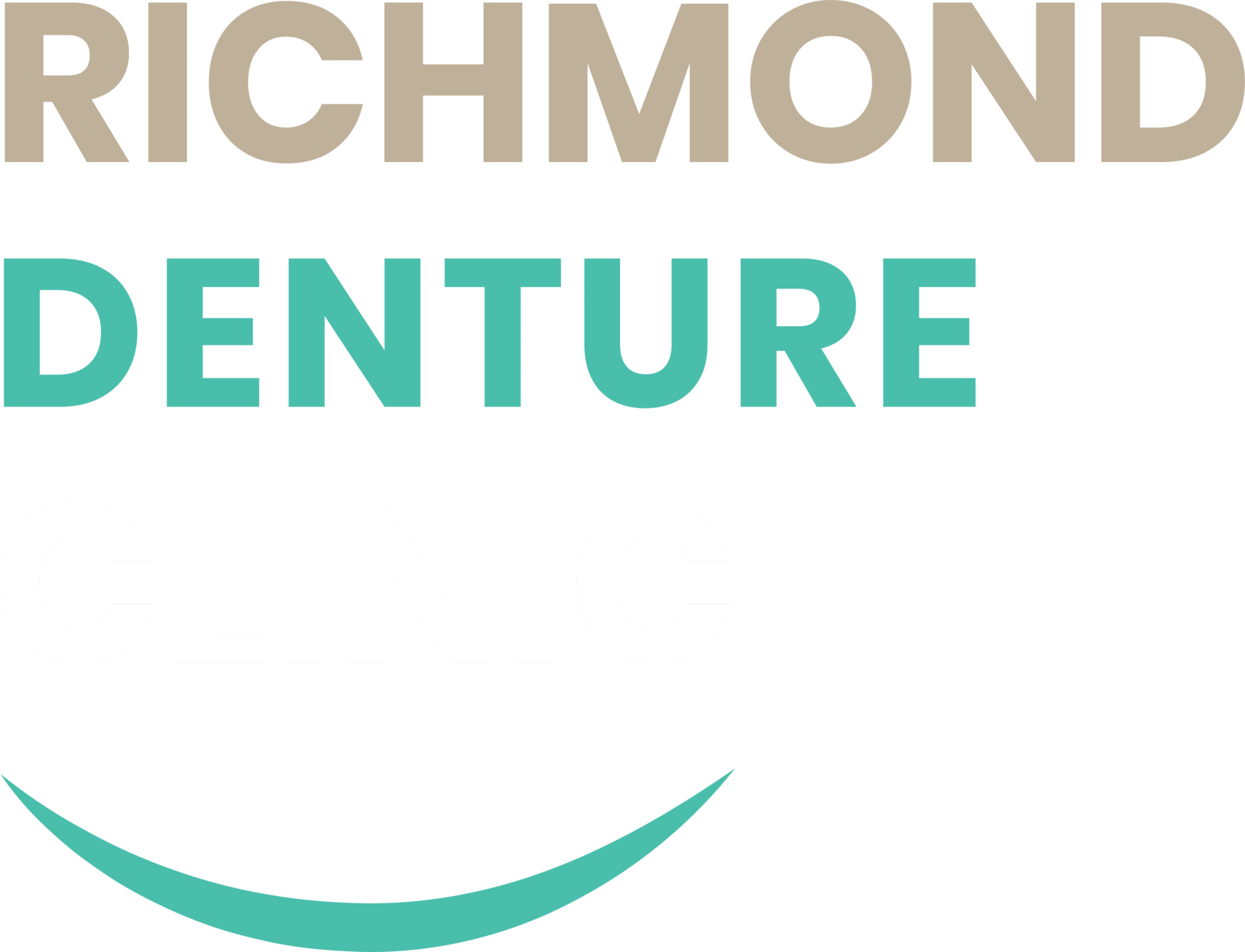 A logo for richmond denture with a smile on it.