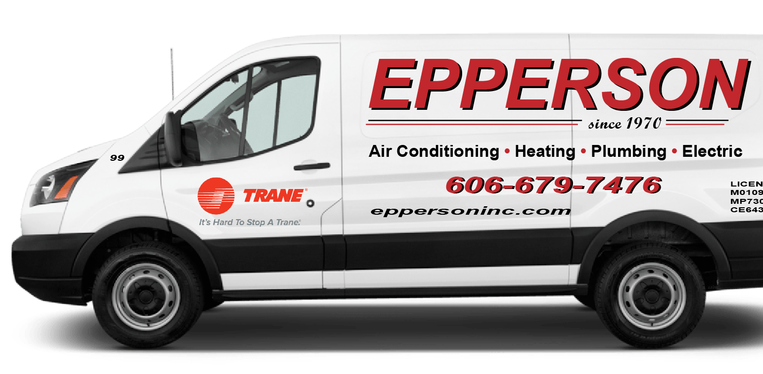 ide profile of the Epperson Inc. work van for their trained HVAC, plumbing, and electrician technicians