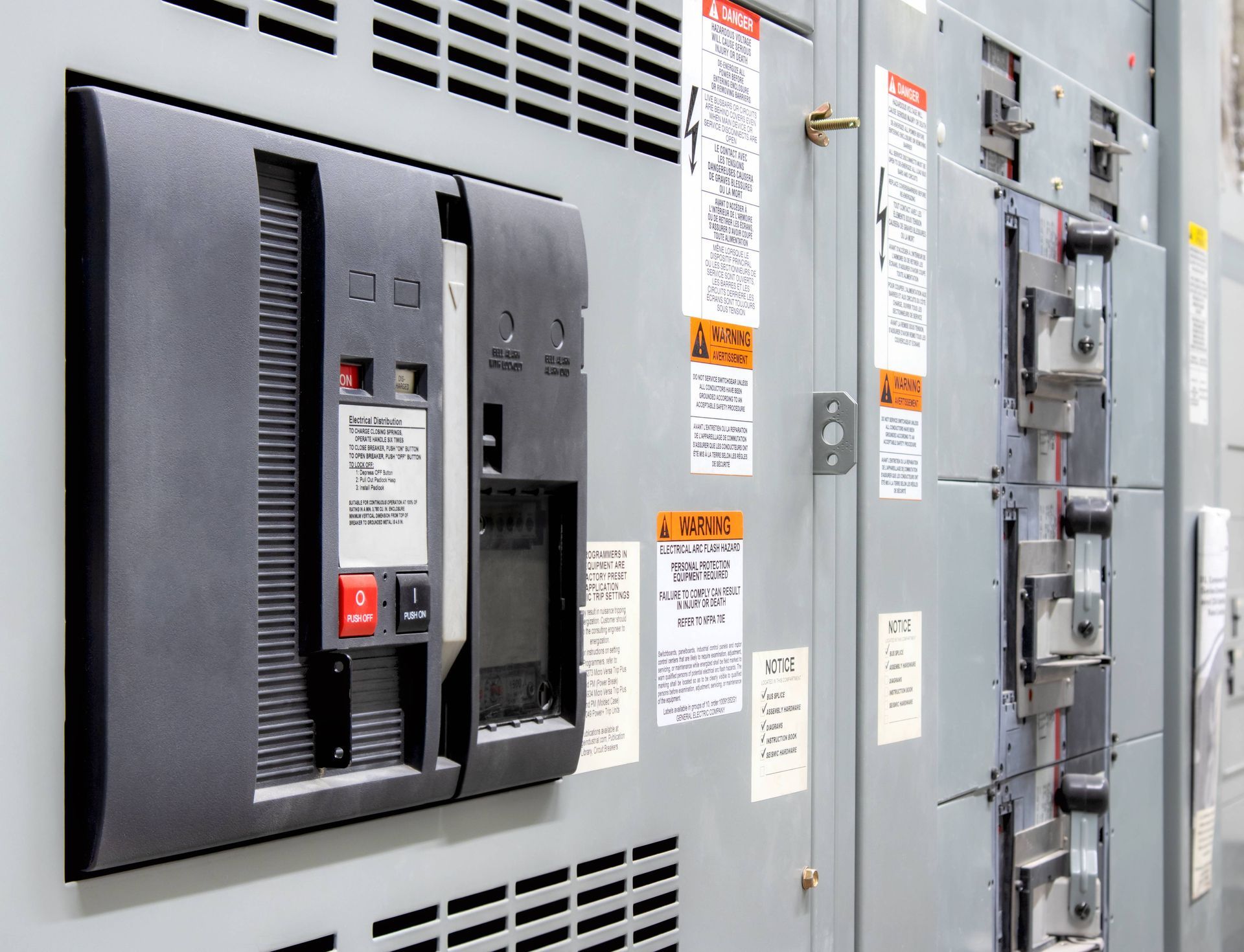 An image of a well-maintained electrical panel in a commercial company's building with an insulated case near Somerset, KY