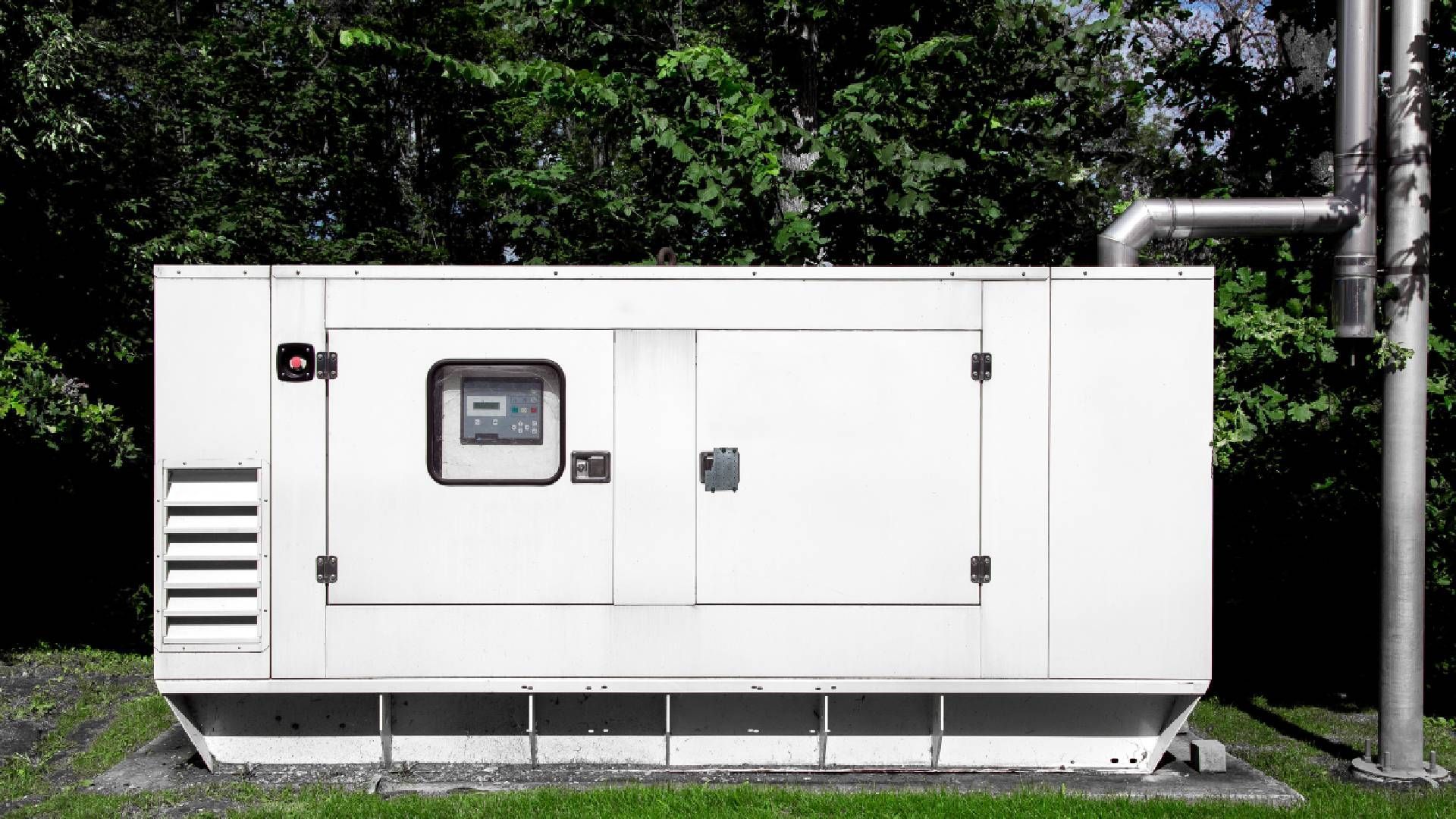 Large white standby generator sitting outdoors at Epperson Inc. near Somerset, KY