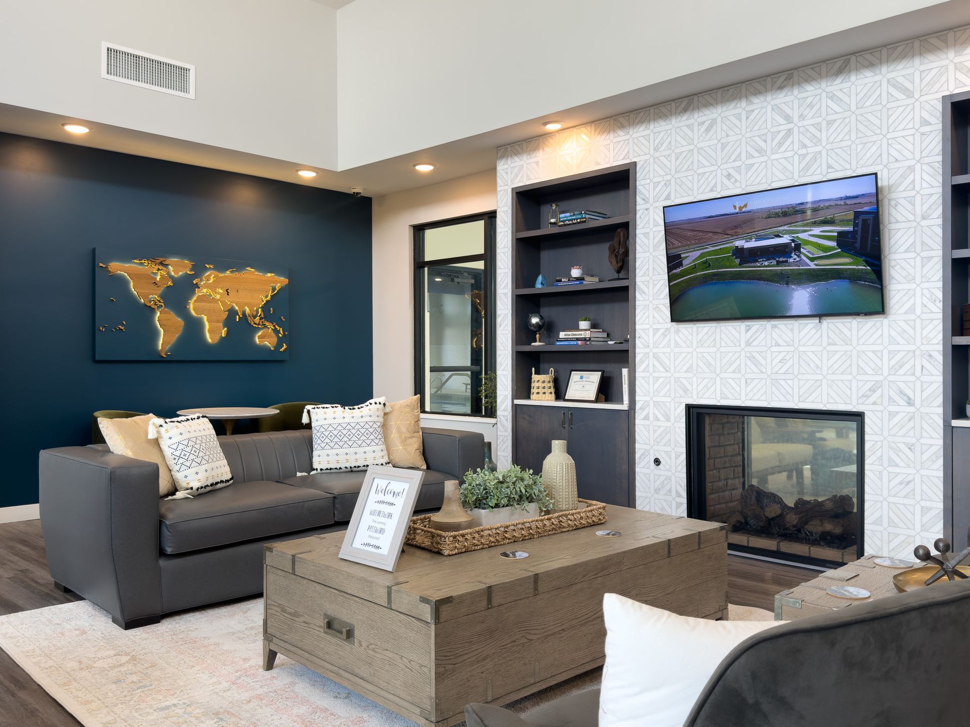 Gentry Square - a swimming pool in front of a large apartment building