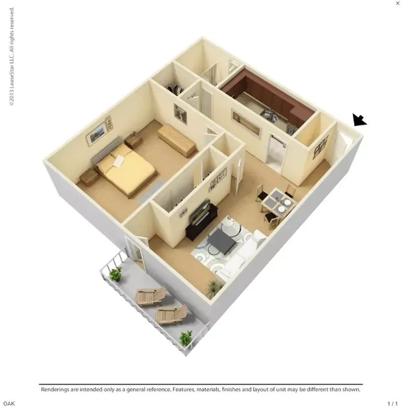 Floor plan for 1 Bedroom | 1 Bathroom 3