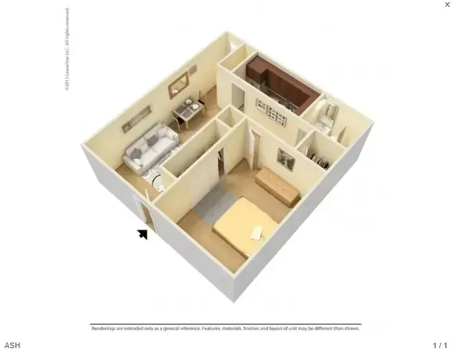 Floor plan for 1 Bedroom | 1 Bathroom