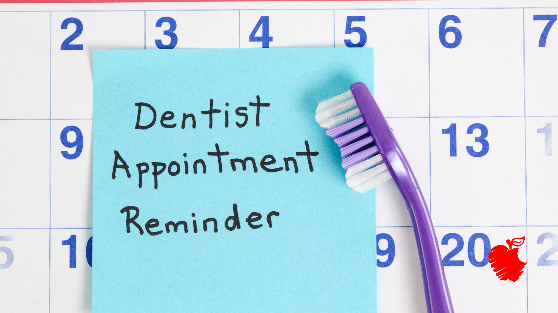 A calendar with a note on it that says dentist appointment reminder