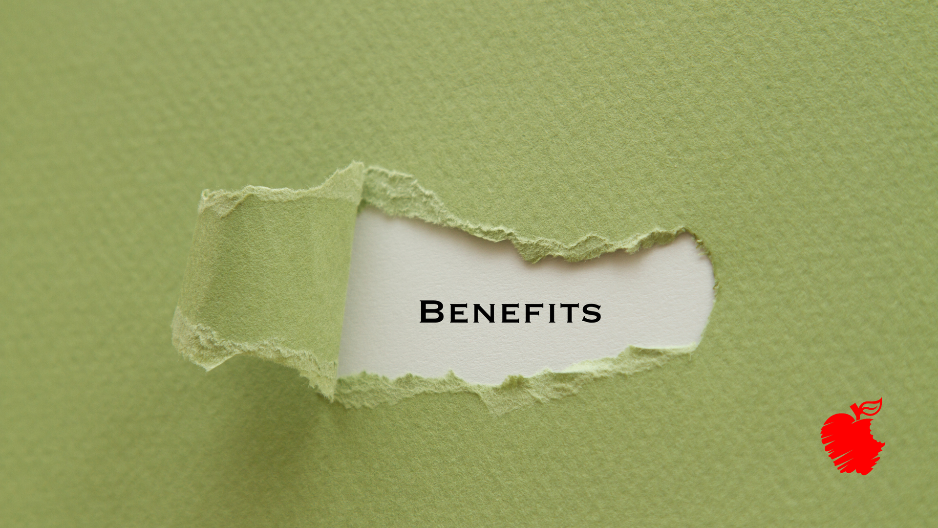 A hole in a piece of paper with the word benefits written on it.