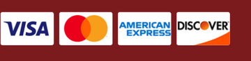 Logos for Visa, Mastercard, American Express, and Discover.