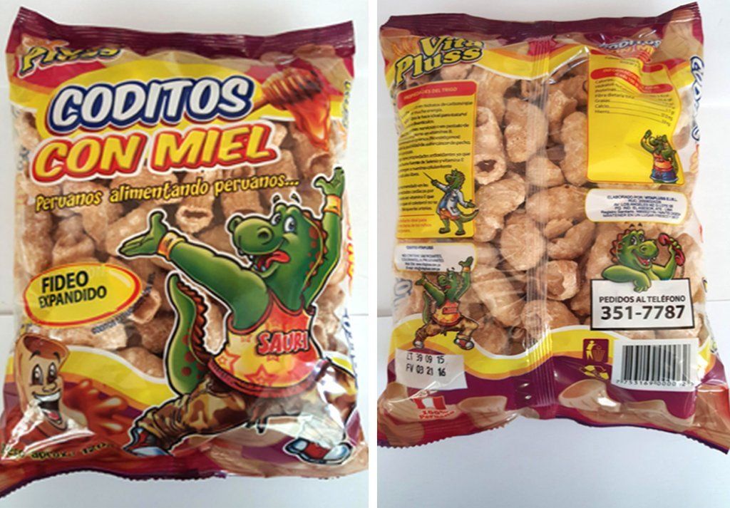 Fideo codito expandido con miel