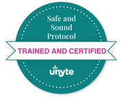 Teal circular badge with