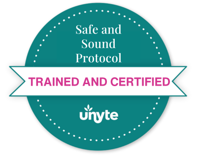 Teal circular badge with 