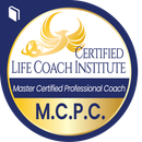 A circular logo for the Certified Life Coach Institute with a gold phoenix, a globe, and the text