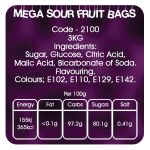 Barnetts Mega Sour Sweets Variety Pack - 6 x 100g Bags - Super