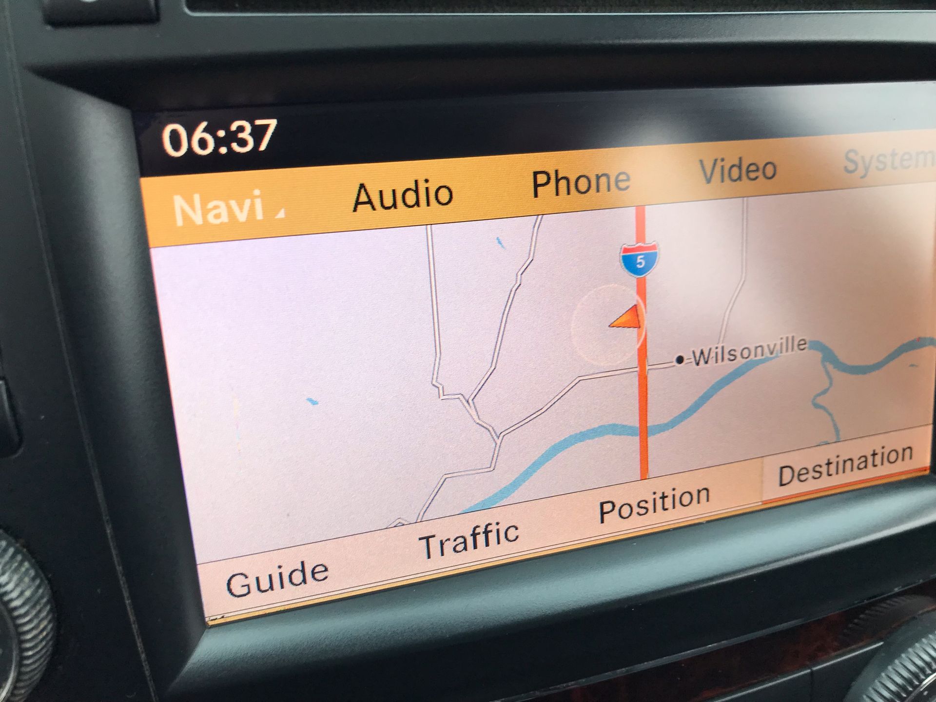 A close up of a navi screen with a map on it