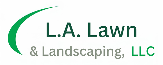 Logo for L.A. Lawn & Landscaping, LLC featuring a green curved swoosh graphic next to the company name.
