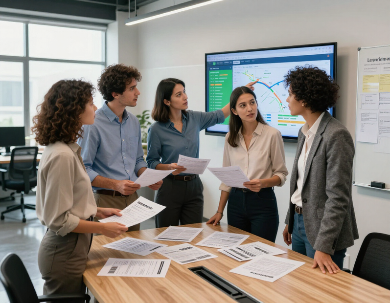 Equipo revisando entregas