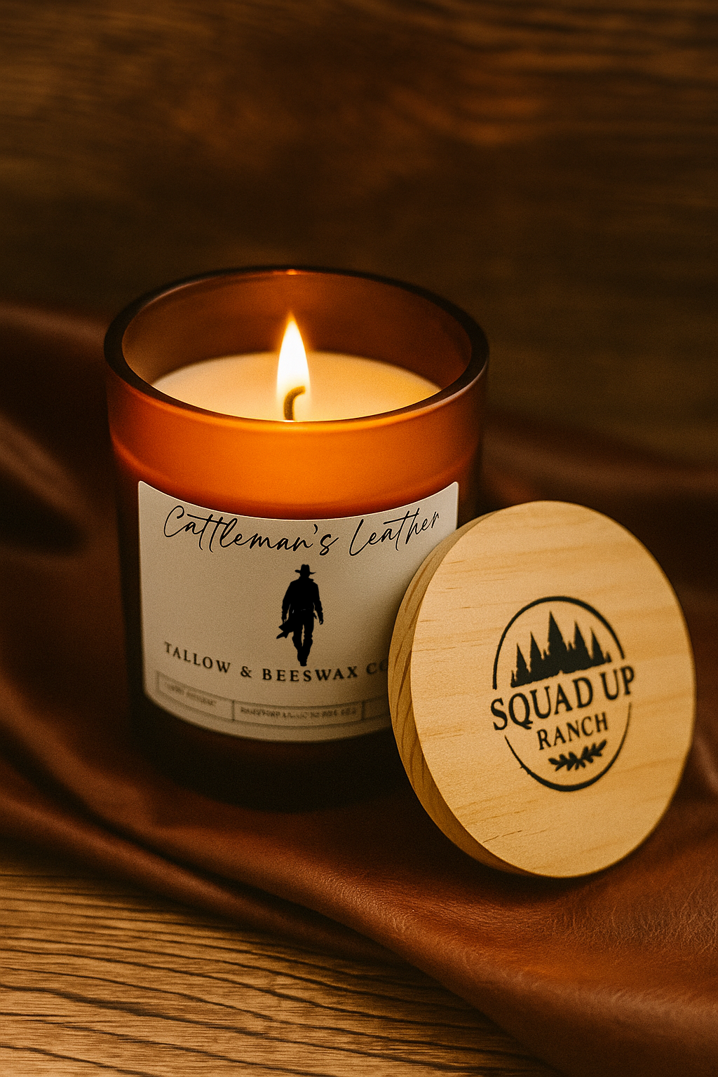 Cattleman's Leather Candle
