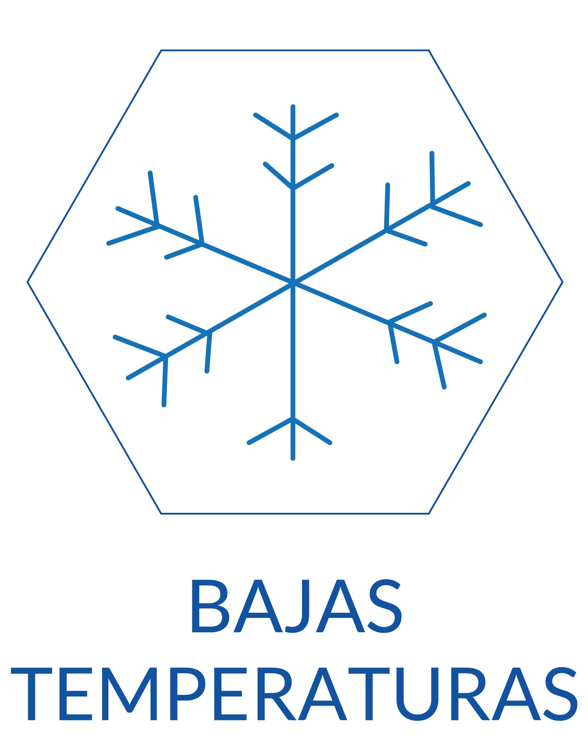 Un copo de nieve azul con las palabras bajas temperaturas debajo