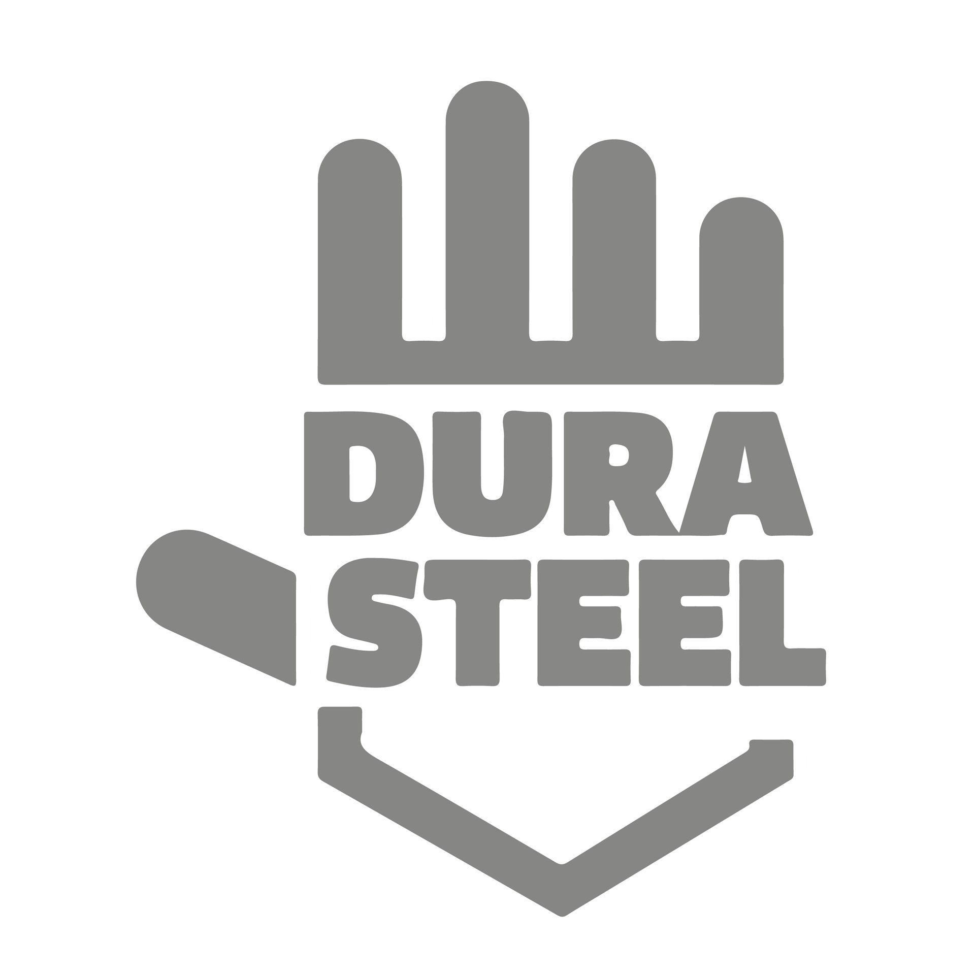 Un logo para dura steel con una mano y una flecha