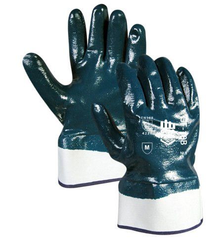 Un par de guantes azules y blancos con la letra w