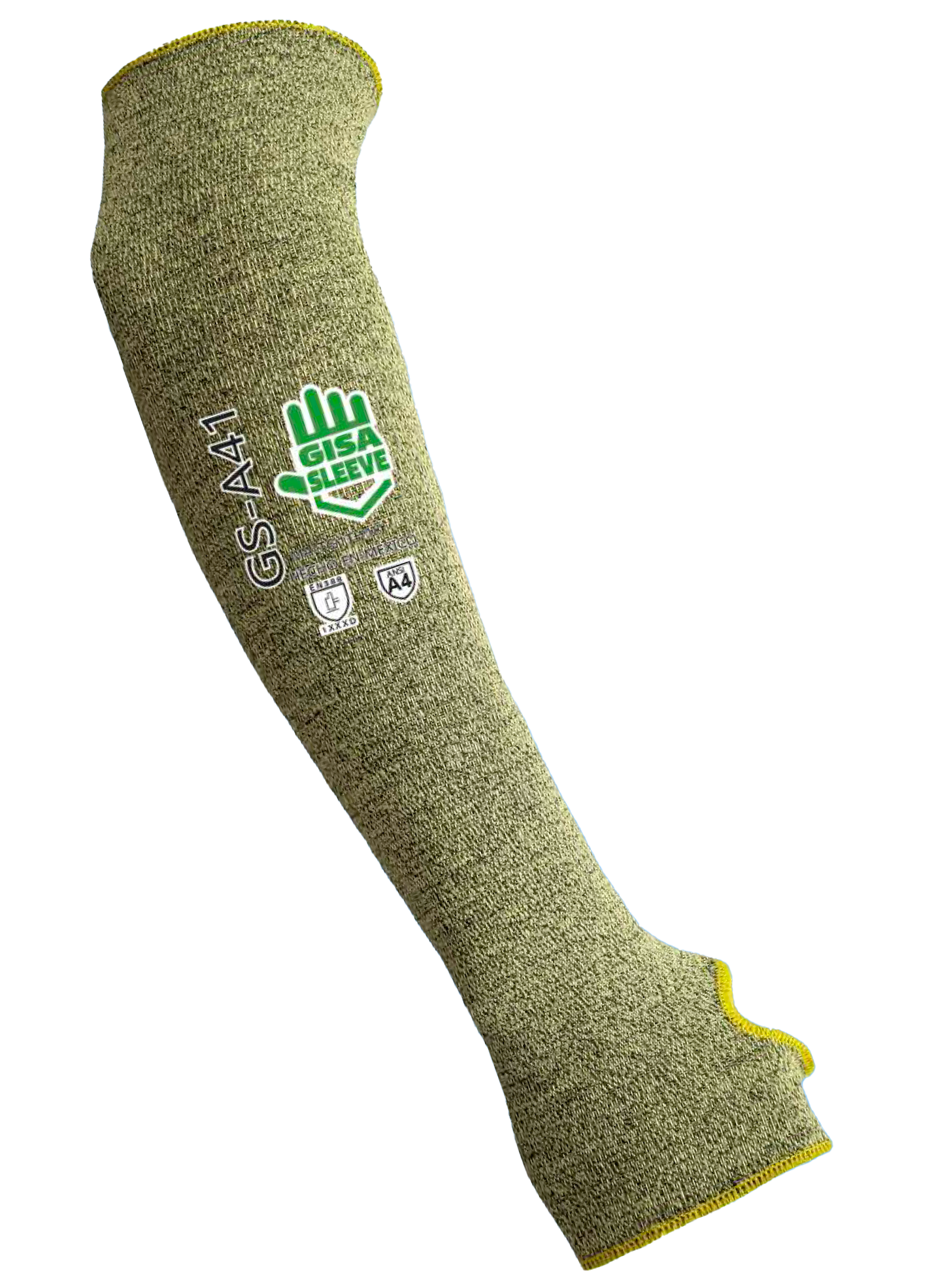 Un primer plano de un guante verde sobre un fondo blanco.