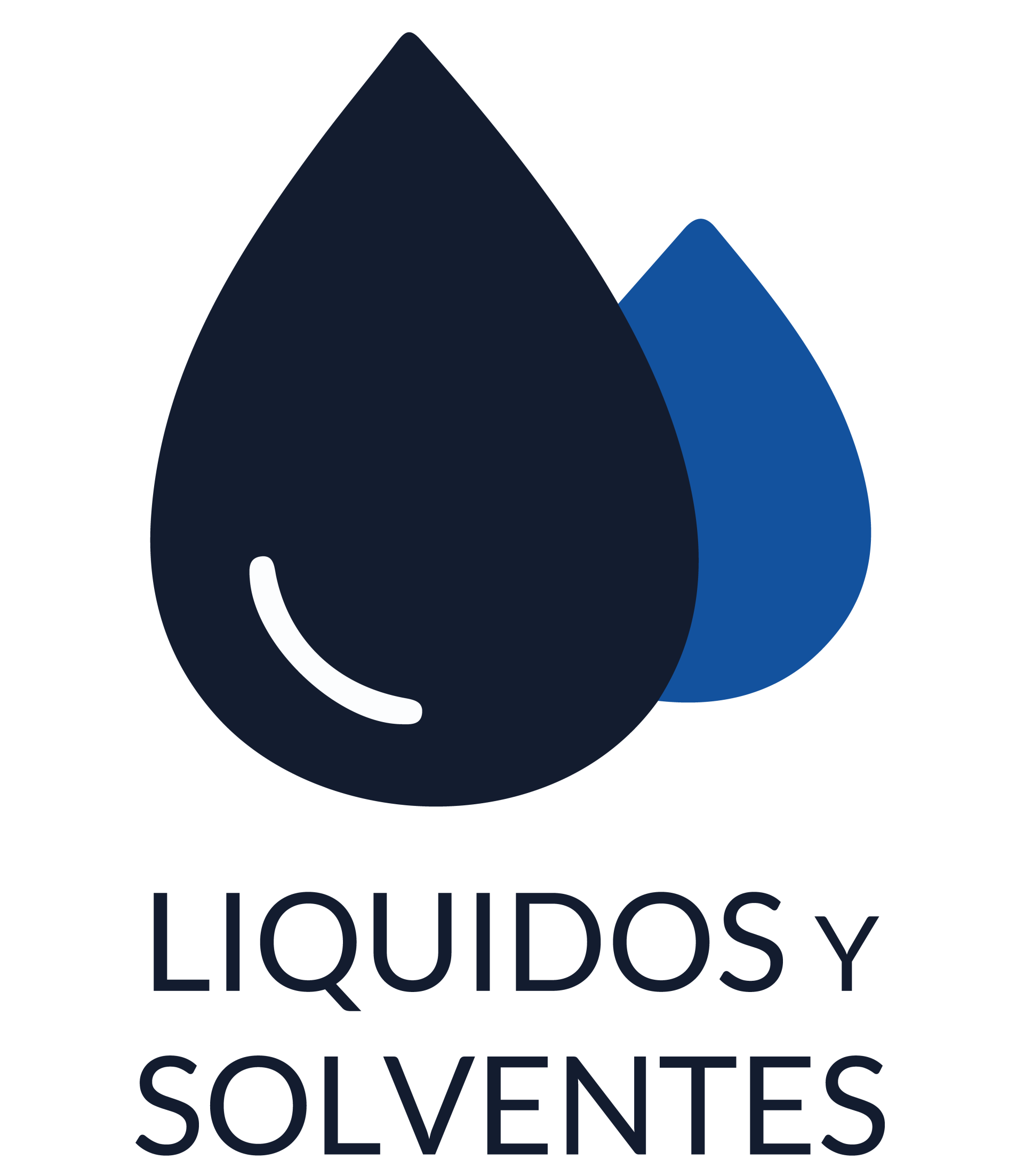 Un logotipo de líquidos y solventes muestra una gota de líquido y dos gotas de líquido.