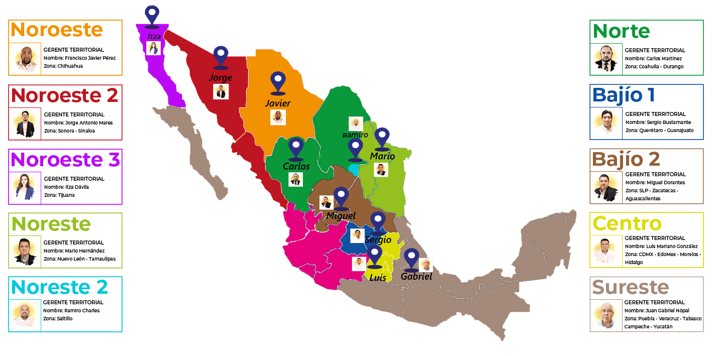 Un mapa de México que muestra los estados noroeste 2 y noroeste 3.