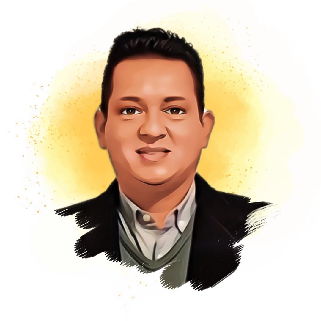 Una caricatura de un hombre con traje y corbata