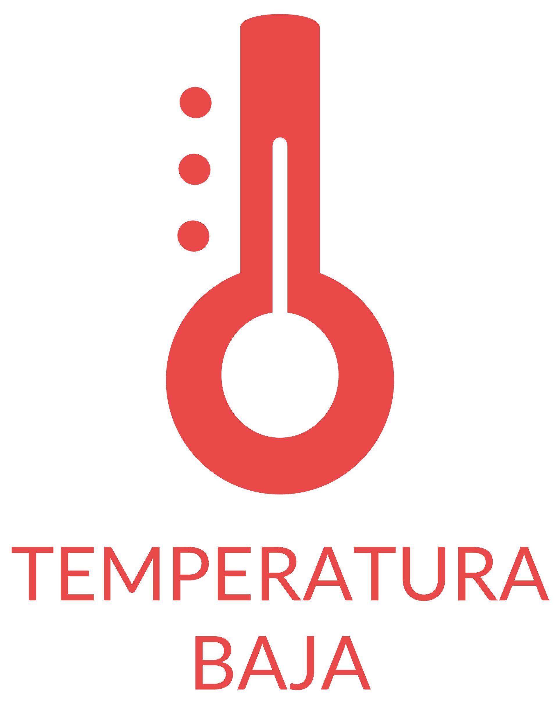 Un termómetro rojo con las palabras temperatura baja debajo.