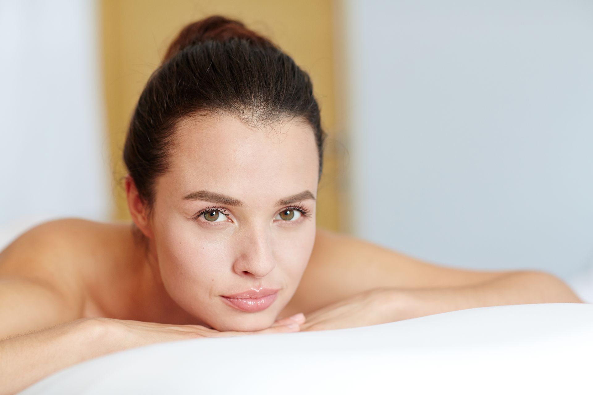 beautiful woman looking at camera