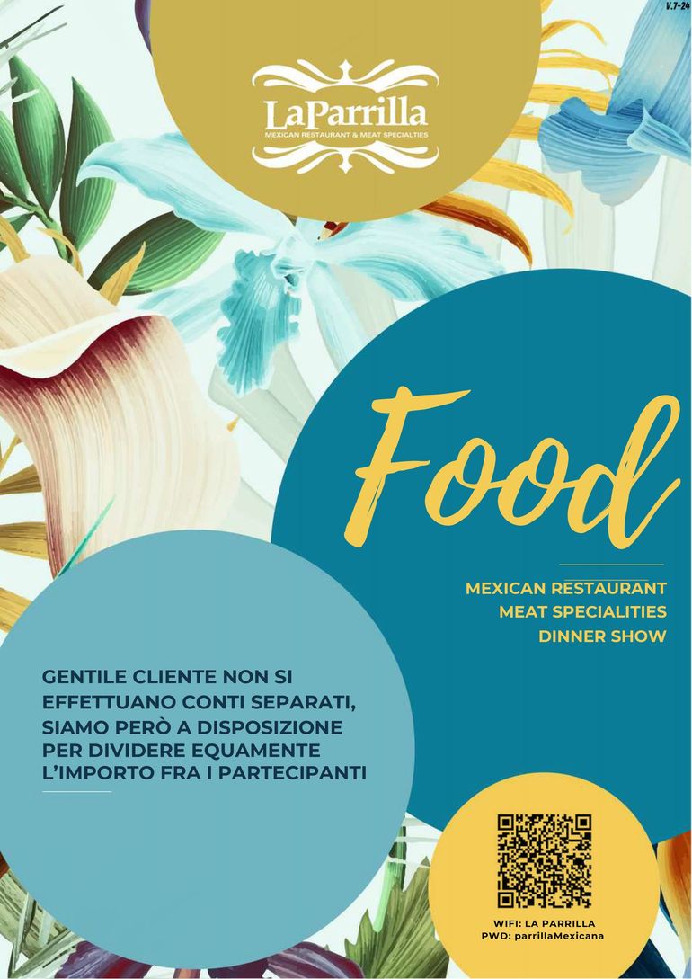 menu alla carta La Parrilla Mexicana
