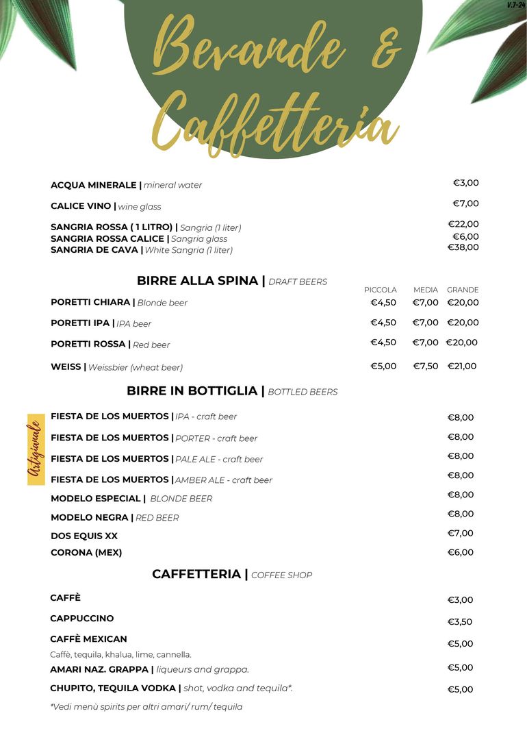 menu alla carta La Parrilla Mexicana