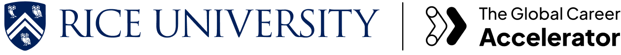 Rice University logo and Global Career Accelerator logo