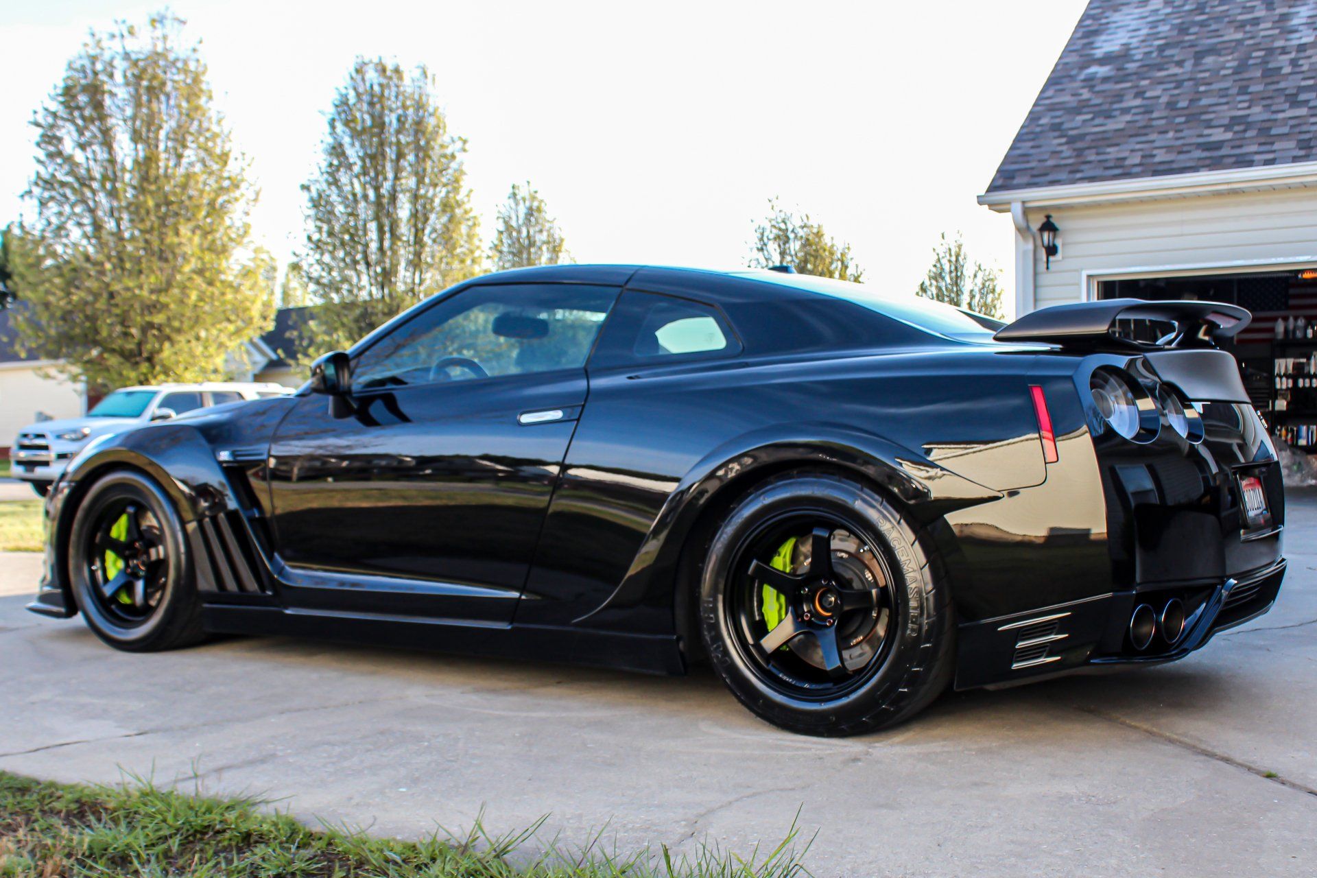 A Nissan GTR after paint correction and with a ceramic coating on the paint and carbon fiber. 