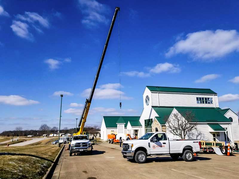 Orange Restoration at work in Louisville KY roof damage